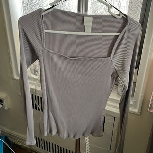 Brand new Ribbed long sleeve blouse, Zen grey color